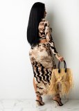 Fashion Style Leopard Print Split Creased Two-piece Suit