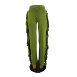 High-quality Brushed Cute Straight Wide-leg Pants With Fringes On Both Sides