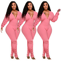 New Solid Color Sleeves Sexy High Waist Jumpsuit