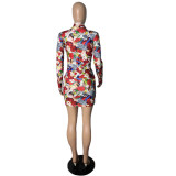 New Autumn And Winter Long-sleeved Printed Mask Sexy Dress
