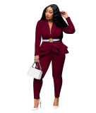 Fashion Long-sleeved Ruffled Professional Uniform Suit