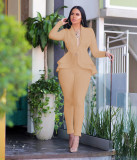 Fashion Long-sleeved Ruffled Professional Uniform Suit