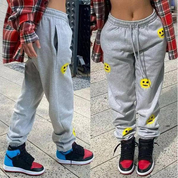 Wish Recommended Fashion Smiley Print Casual Sports Pants