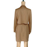 Design Sense Chocolate Color Simple Small Suit Short Skirt Suit