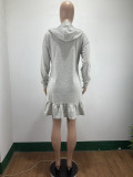 Autumn And Winter Hot Sale Solid Color Ruffled Long-sleeved Dress