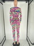 Autumn Wish Fashion Sexy Nude Leopard Print Suit