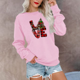 Halloween LOVE Christmas Tree Print Pullover Sweater