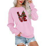 Halloween LOVE Christmas Tree Print Pullover Sweater