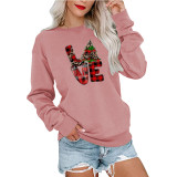 Halloween LOVE Christmas Tree Print Pullover Sweater