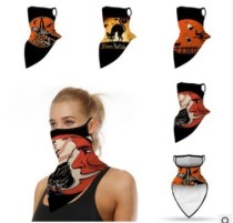 Halloween Clown Print Neck Protector Sunscreen Triangle Scarf Ear Mask