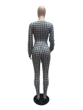 Temperament Commuter Houndstooth Print Slim Low-Cut Sexy Suit