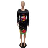 Large Size Fashion Casual Positioning Printing Dress