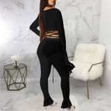 Fashion Casual Solid Color Sexy Lace Mesh Suit