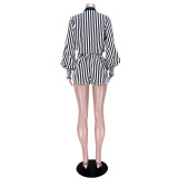 Nightclub Wear Striped Bandage Trousers Skirt Suit