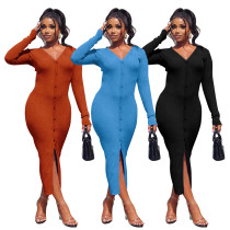 Autumn And Winter Models Thread Slits Slim Sexy Dress