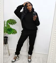Autumn And Winter Plus Fleece Hooded Sweater Casual Sports Suit