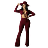 New Autumn And Winter Thread Slim-fit Lace-up Micro-sleeve Jumpsuit