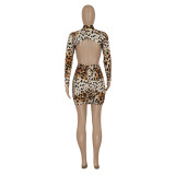 Hot Sale Fashion Sexy Halter Leopard Print Dress
