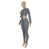 New Personality Temperament Slim Houndstooth Print Suit