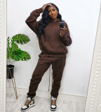 Autumn And Winter Plus Fleece Hooded Sweater Casual Sports Suit