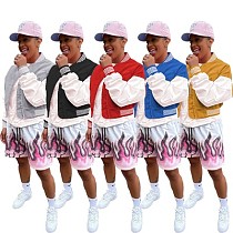 Fashion Hip-hop Style Stitching Threaded Zipper Baseball Uniform
