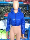 Fashion Exposed Bright PU Bread Suit Sexy Down Jacket