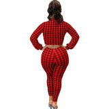 Fashion Casual Sexy Houndstooth Print Strappy Slim Suit