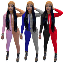 Colorblock Long Sleeve Hooded Sports Pants Set