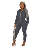Suede Hooded Long-sleeved Sports Solid Color Casual Suit