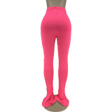 Pure Color Sexy High Waist Micro Flared Leggings