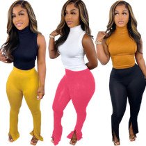 Pure Color Sexy High Waist Micro Flared Leggings