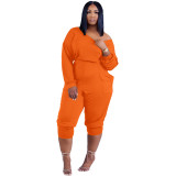 Fall Slanted Shoulders And Feet Solid Color Loose Jumpsuit