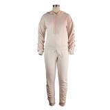 Autumn And Winter New Casual Sweater Fold Pile Pants Suit