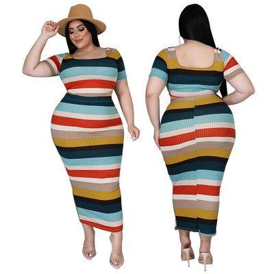 Large Size Autumn New Style Stripe Printing Fashion Suit