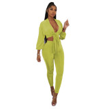 Autumn New Solid Color Strap Fashion Sexy Casual Suit