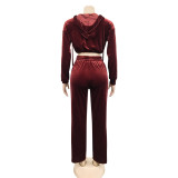 New Solid Color Casual Zipper Long-sleeved Trouser Suit