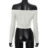 Autumn Solid Color Strapless Long-sleeved Zipper Cardigan Crop Top