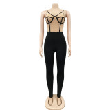 Fashion Stitching Contrast Color Sexy Suspender Jumpsuit
