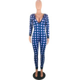 Wish Long Autumn And Winter Casual Plaid Jumpsuit