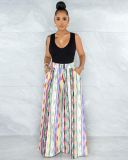 Printed Casual Vogue Letters Wide-leg Culottes With Pockets