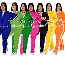 Pure Color Casual Sports Ladies Suit