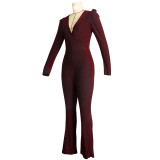 Autumn And Winter Wish Sexy Fashion Deep V Jumpsuit