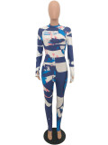 Positioning Printed High Waist Skinny Casual Jumpsuit