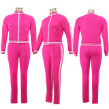 Pure Color Casual Sports Ladies Suit