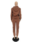 Hot Sale Hooded Drawstring Embroidery Leisure Suit