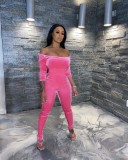 New Style Velvet One-shoulder Sexy Casual Jumpsuit