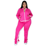 Pure Color Casual Sports Ladies Suit