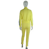Wish New Color Matching Zipper Fitness Running Pants Suit