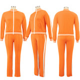 Pure Color Casual Sports Ladies Suit