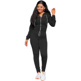 Autumn And Winter Fashion Hooded Zipper Sports Suit